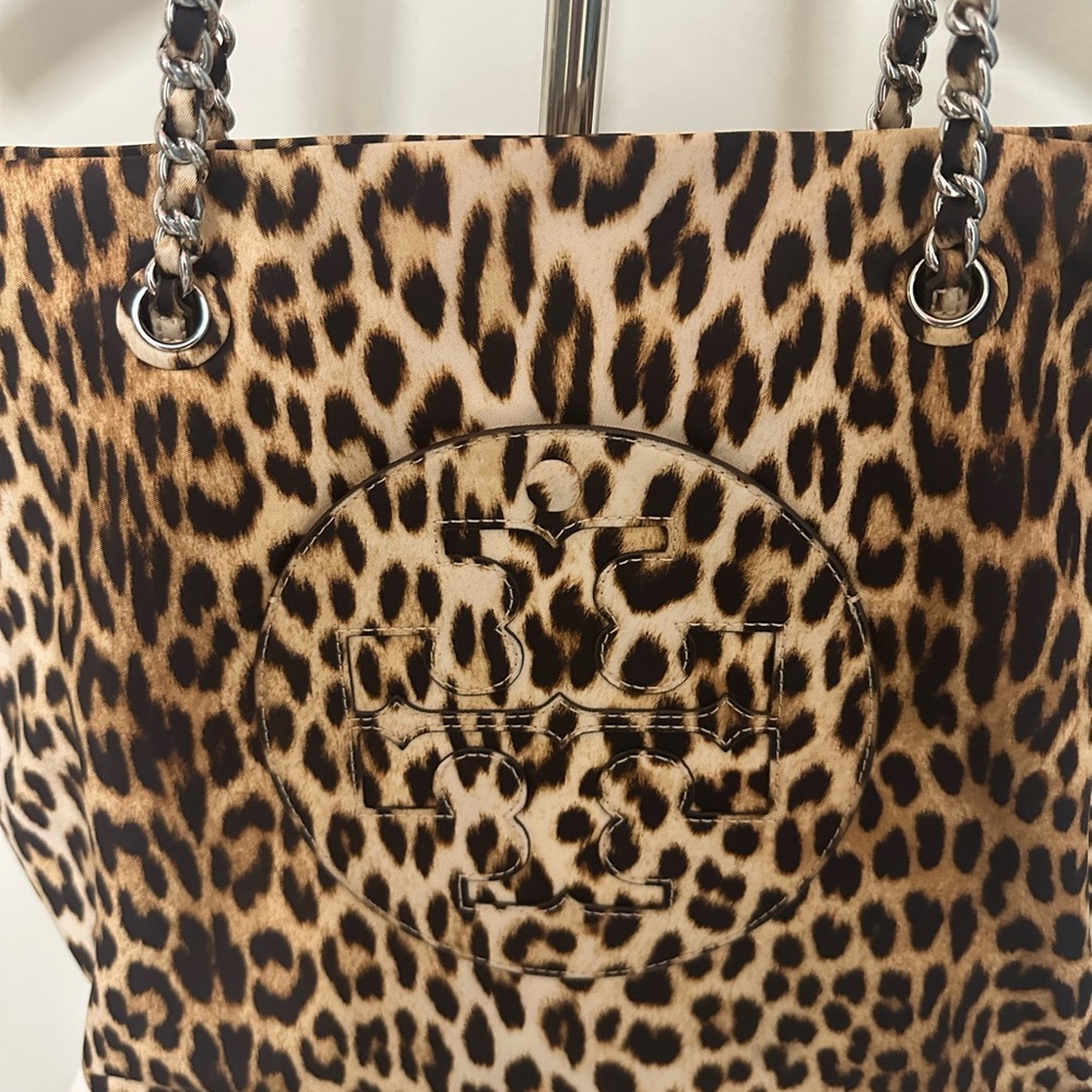 Tory Burch Leopard Print Tote with Chain Handles - Picture 2 of 13